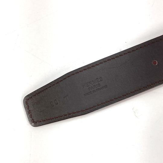 HERMES belt leather Brown By color Punching logo unisex(Unisex) 90 Used Authentic