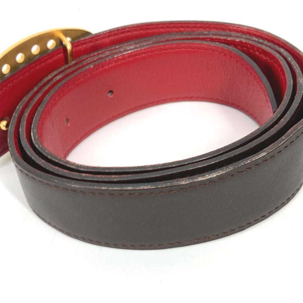 HERMES belt leather Brown By color Punching logo unisex(Unisex) 90 Used Authentic