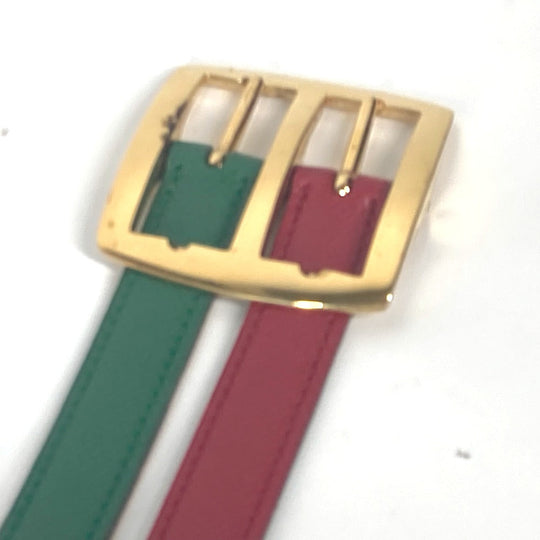 HERMES belt leather Red vintage Double Women 65 Used Authentic