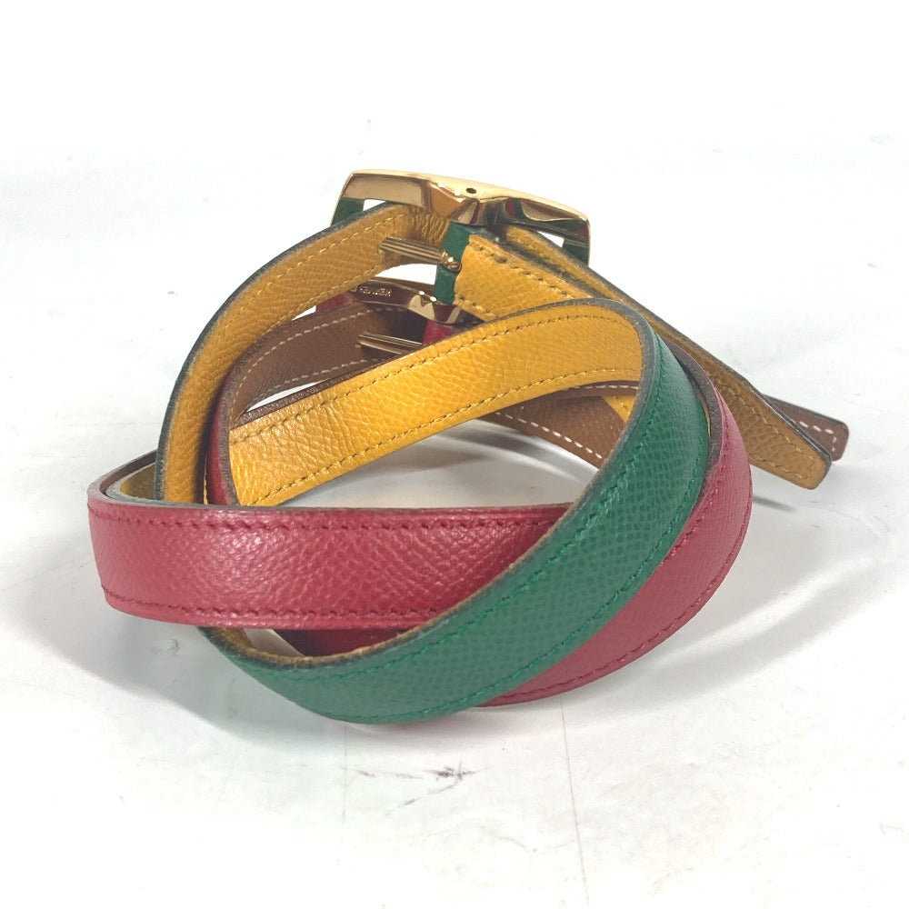 HERMES belt leather Red vintage Double Women 65 Used Authentic