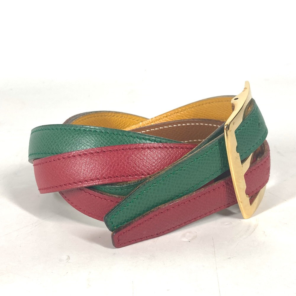 HERMES belt leather Red vintage Double Women 65 Used Authentic