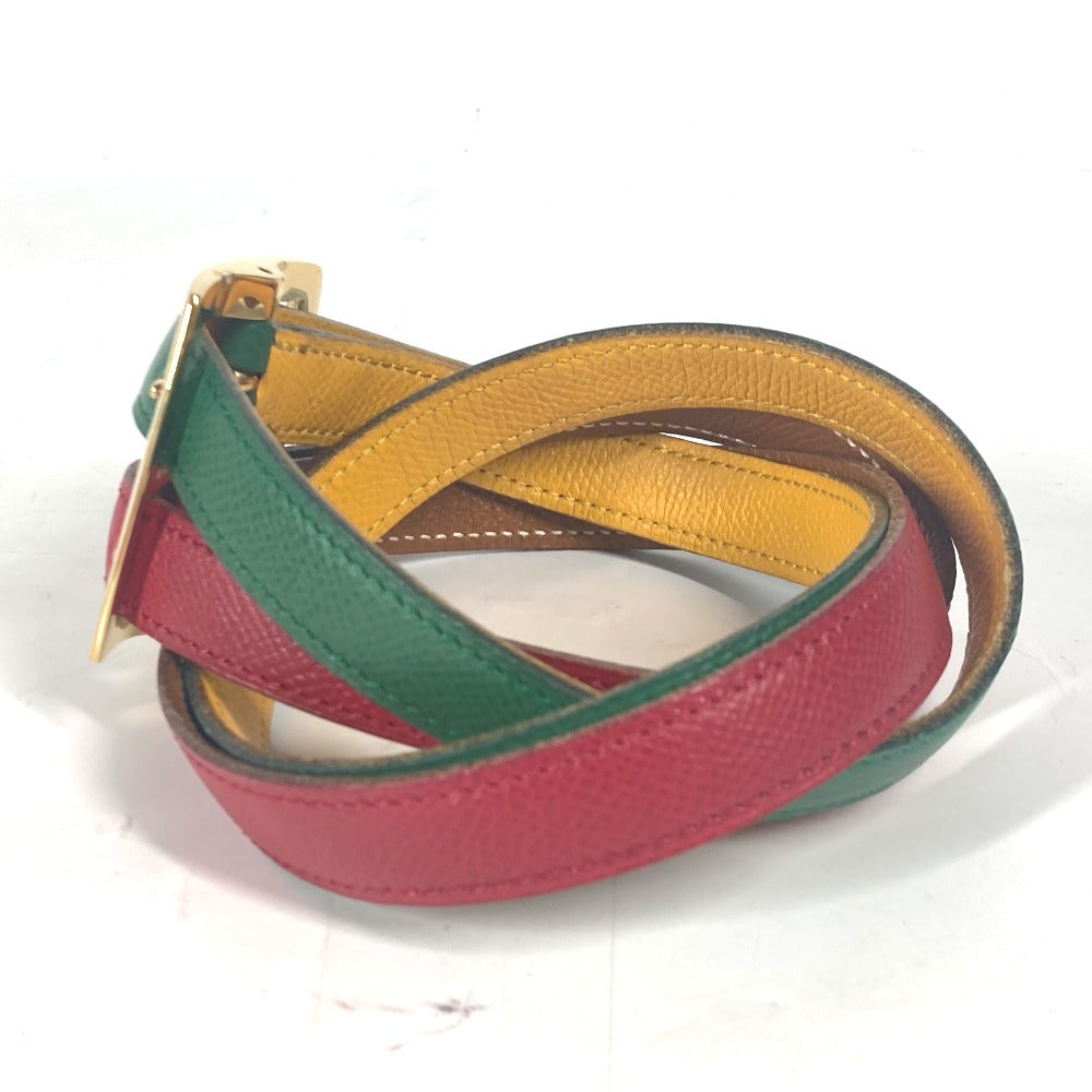 HERMES belt leather Red vintage Double Women 65 Used Authentic