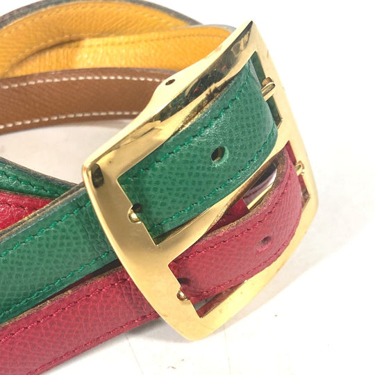 HERMES belt leather Red vintage Double Women 65 Used Authentic