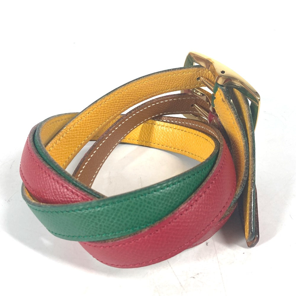 HERMES belt leather Red vintage Double Women 65 Used Authentic