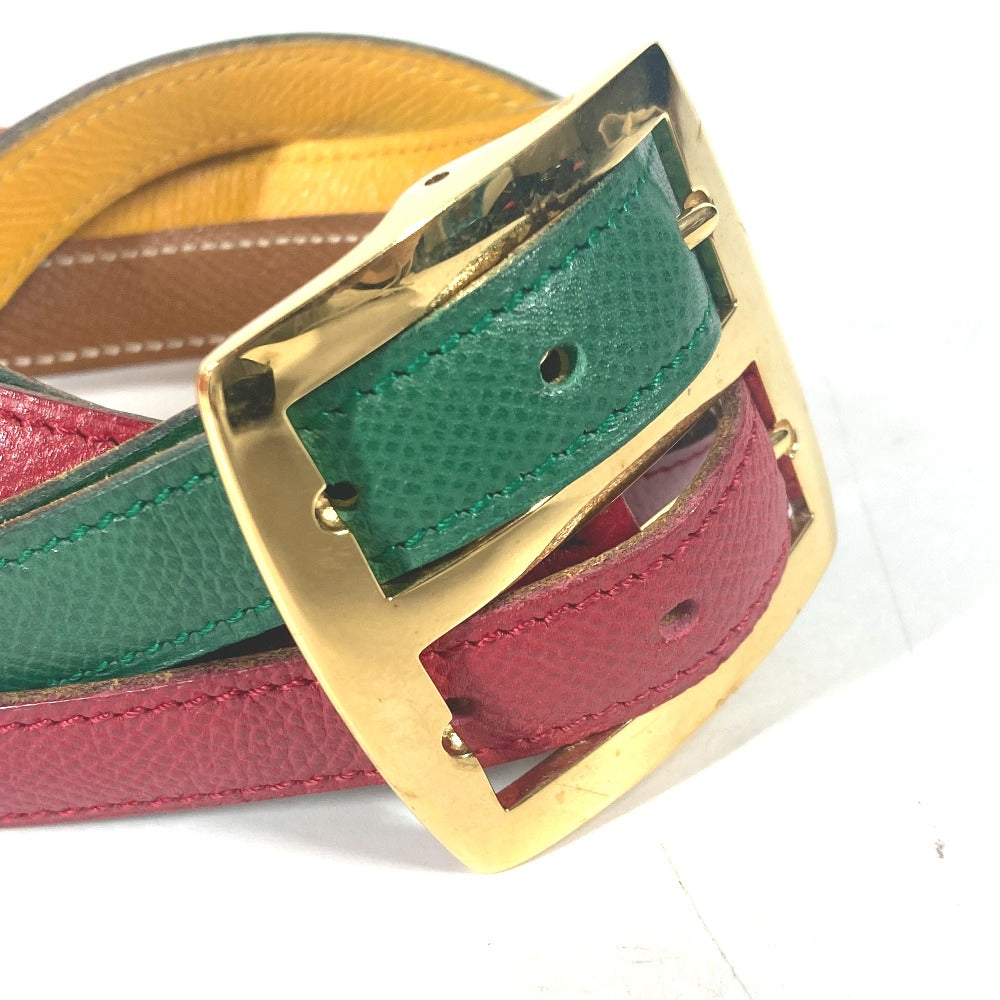 HERMES belt leather Red vintage Double Women 65 Used Authentic