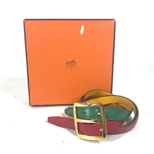 HERMES belt leather Red vintage Double Women 65 Used Authentic
