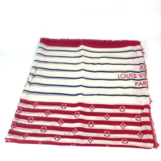 LOUIS VUITTON Stall M76193 cotton White x red LV Escal Etoile Pareo Summer Stripe Women Used Authentic