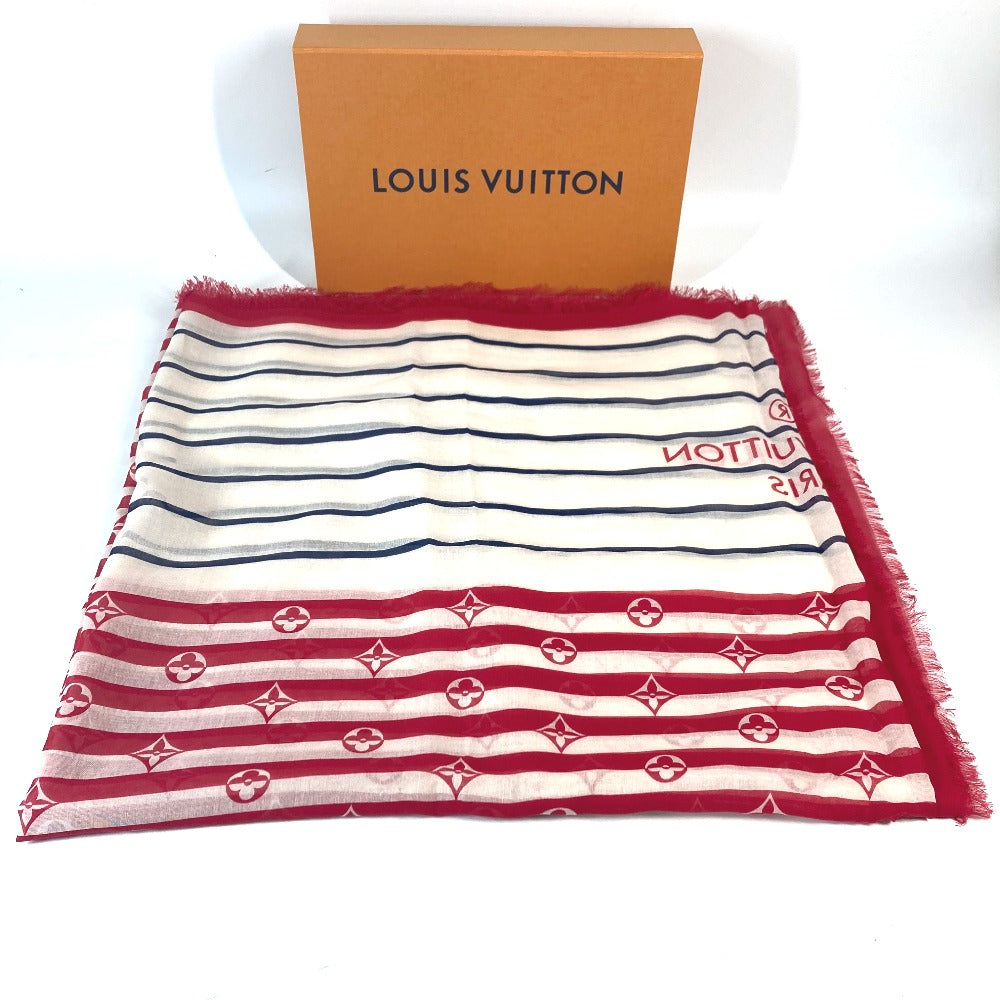 LOUIS VUITTON Stall M76193 cotton White x red LV Escal Etoile Pareo Summer Stripe Women Used Authentic