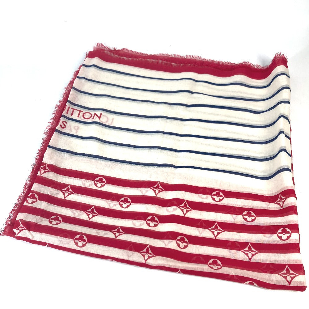 LOUIS VUITTON Stall M76193 cotton White x red LV Escal Etoile Pareo Summer Stripe Women Used Authentic