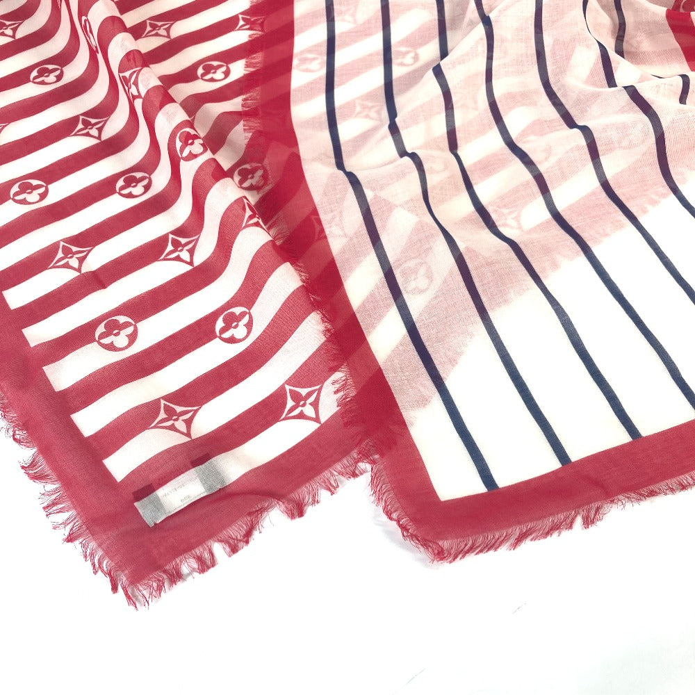 LOUIS VUITTON Stall M76193 cotton White x red LV Escal Etoile Pareo Summer Stripe Women Used Authentic