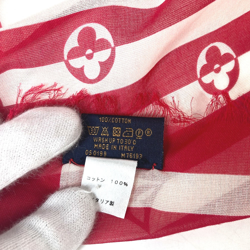 LOUIS VUITTON Stall M76193 cotton White x red LV Escal Etoile Pareo Summer Stripe Women Used Authentic