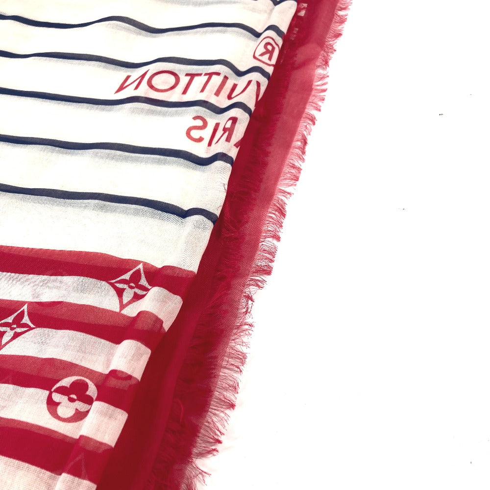 LOUIS VUITTON Stall M76193 cotton White x red LV Escal Etoile Pareo Summer Stripe Women Used Authentic