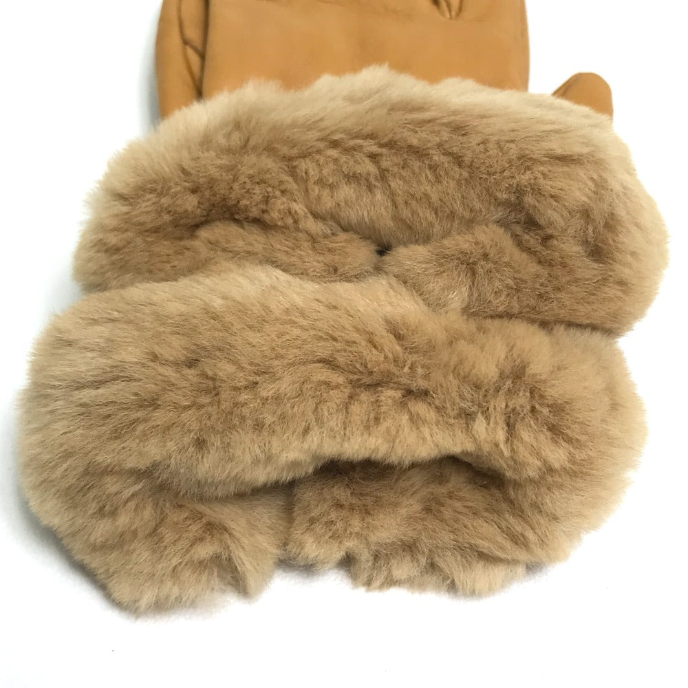 HERMES Glove leather Beige type Cadena Charm Princess Women 6.5 Used Authentic