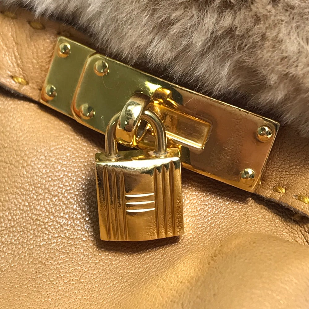 HERMES Glove leather Beige type Cadena Charm Princess Women 6.5 Used Authentic