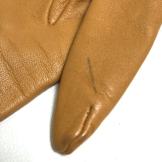 HERMES Glove leather Beige type Cadena Charm Princess Women 6.5 Used Authentic