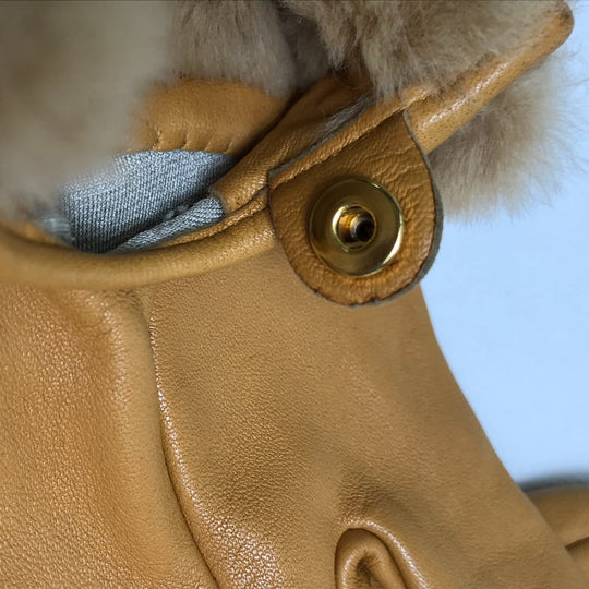 HERMES Glove leather Beige type Cadena Charm Princess Women 6.5 Used Authentic