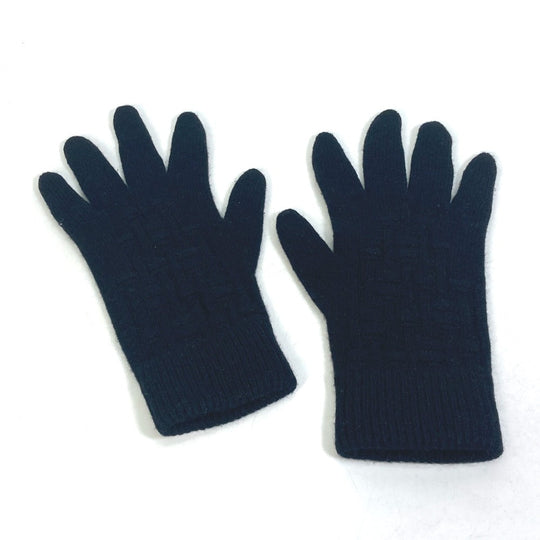 HERMES gloves cashmere black Whole pattern H logo mens L Used Authentic