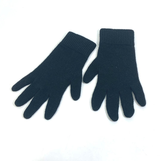 HERMES gloves cashmere black Whole pattern H logo mens L Used Authentic