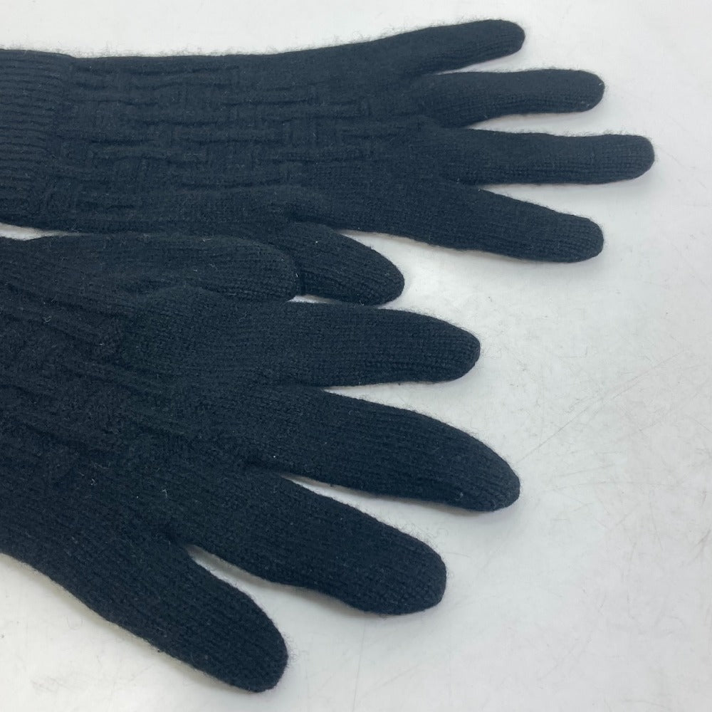 HERMES gloves cashmere black Whole pattern H logo mens L Used Authentic