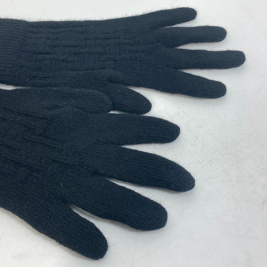 HERMES gloves cashmere black Whole pattern H logo mens L Used Authentic