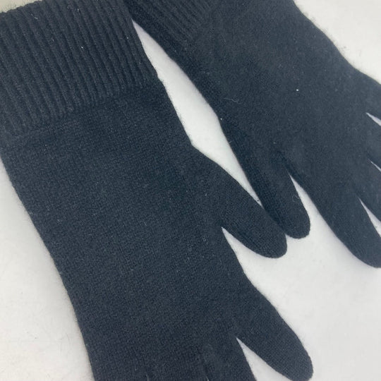 HERMES gloves cashmere black Whole pattern H logo mens L Used Authentic