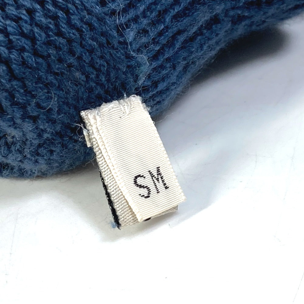 HERMES Glove cashmere blue H logo Women Used Authentic