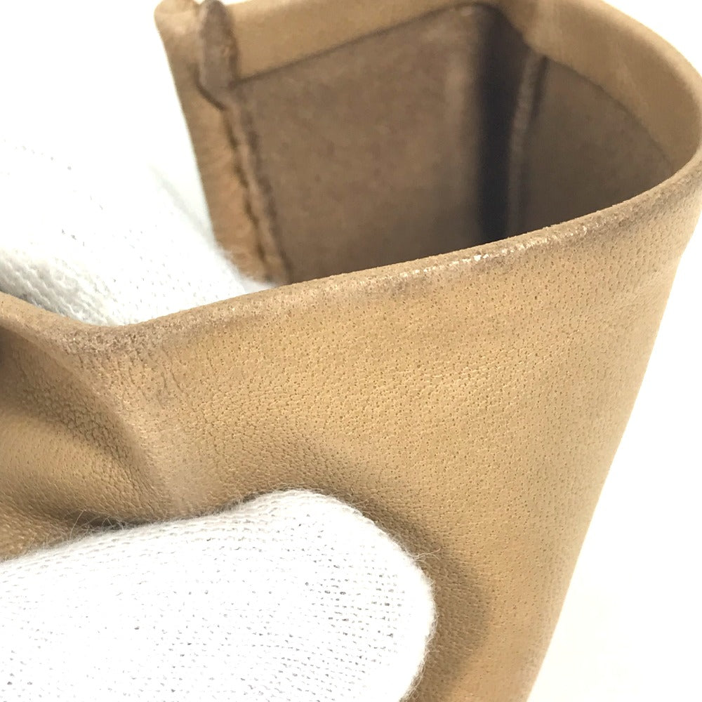 HERMES gloves leather beige Punching logo Women 7 Used Authentic