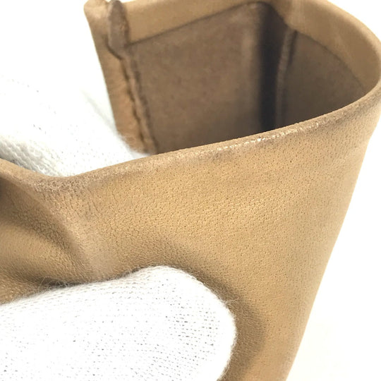 HERMES gloves leather beige Punching logo Women 7 Used Authentic