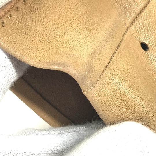 HERMES gloves leather beige Punching logo Women 7 Used Authentic