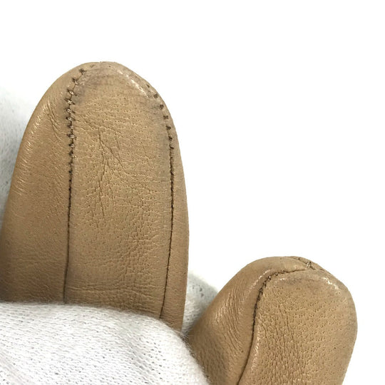 HERMES gloves leather beige Punching logo Women 7 Used Authentic