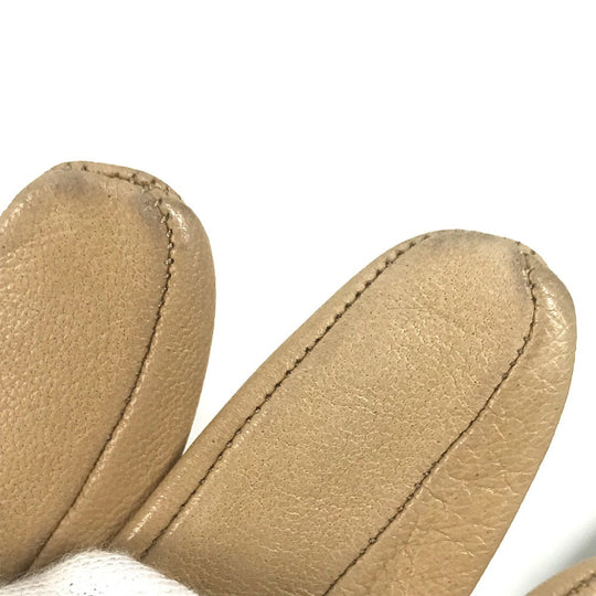 HERMES gloves leather beige Punching logo Women 7 Used Authentic