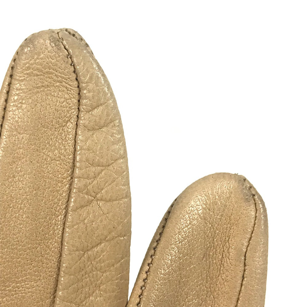 HERMES gloves leather beige Punching logo Women 7 Used Authentic