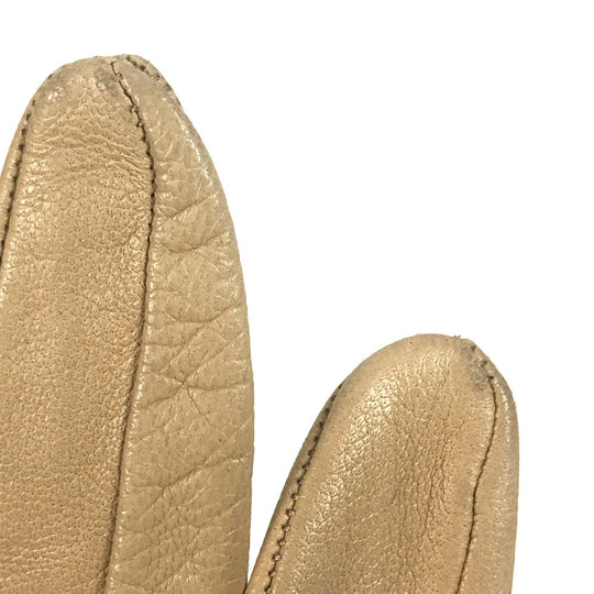 HERMES gloves leather beige Punching logo Women 7 Used Authentic