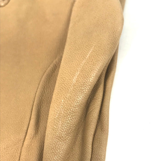 HERMES gloves leather beige Punching logo Women 7 Used Authentic