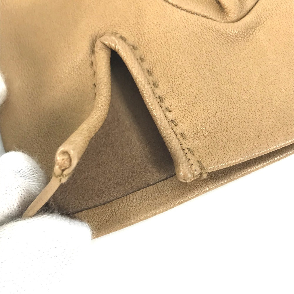 HERMES gloves leather beige Punching logo Women 7 Used Authentic