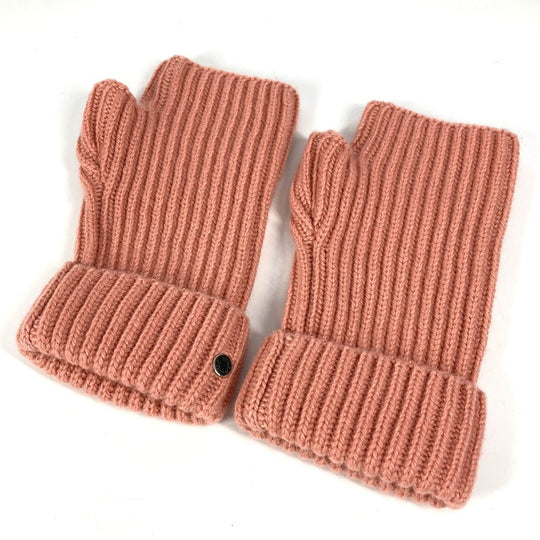 HERMES gloves Cashmere, Mohair pink Serie logo gloves Women M Used Authentic