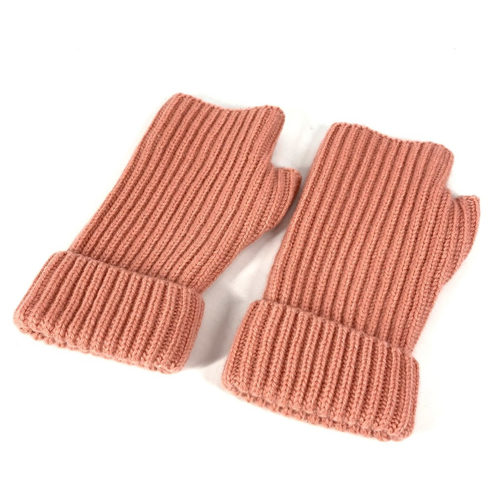 HERMES gloves Cashmere, Mohair pink Serie logo gloves Women M Used Authentic