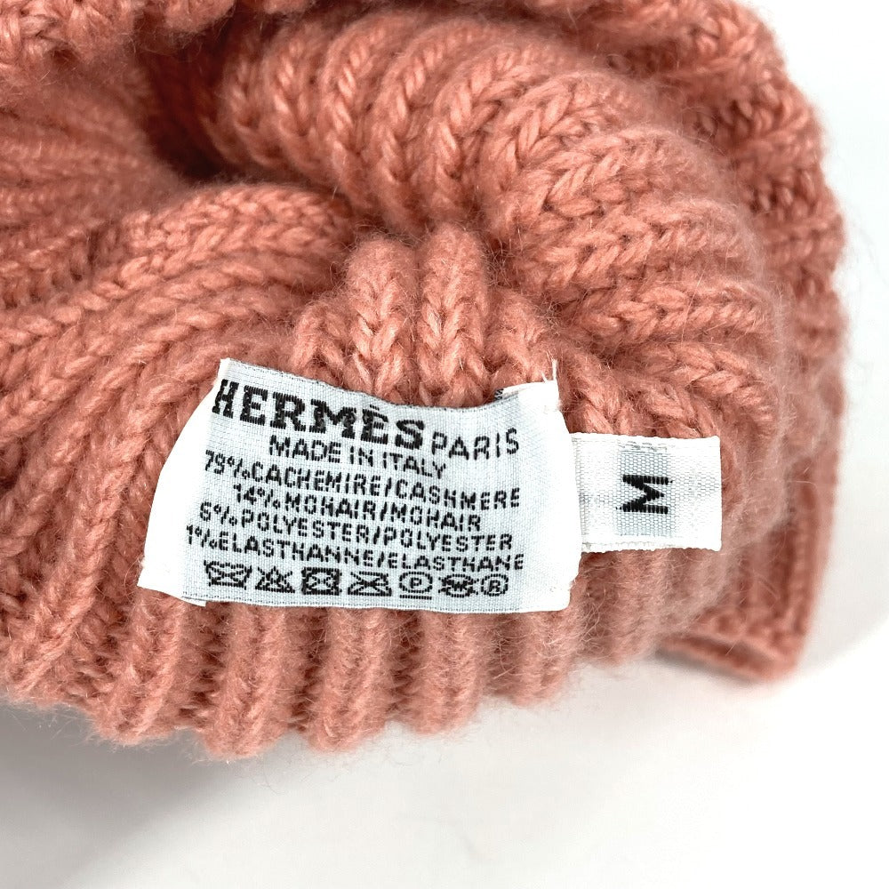 HERMES gloves Cashmere, Mohair pink Serie logo gloves Women M Used Authentic