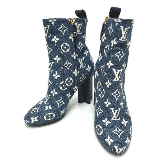 LOUIS VUITTON boots NL1201 denim blue Silhouette line Women 36 Used Authentic