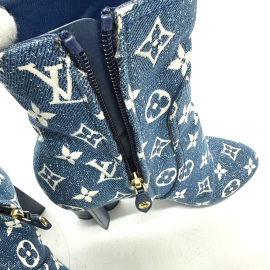 LOUIS VUITTON boots NL1201 denim blue Silhouette line Women 36 Used Authentic