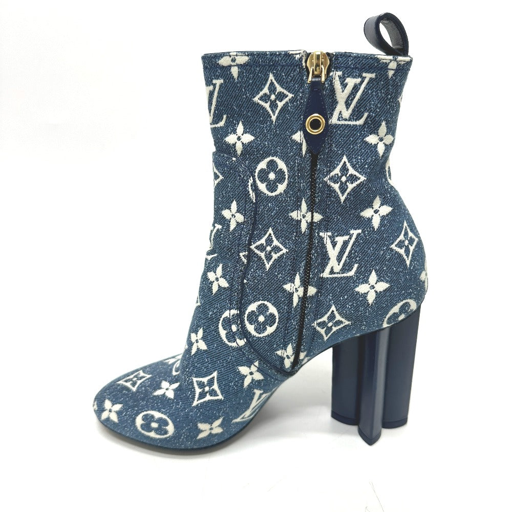 LOUIS VUITTON boots NL1201 denim blue Silhouette line Women 36 Used Authentic