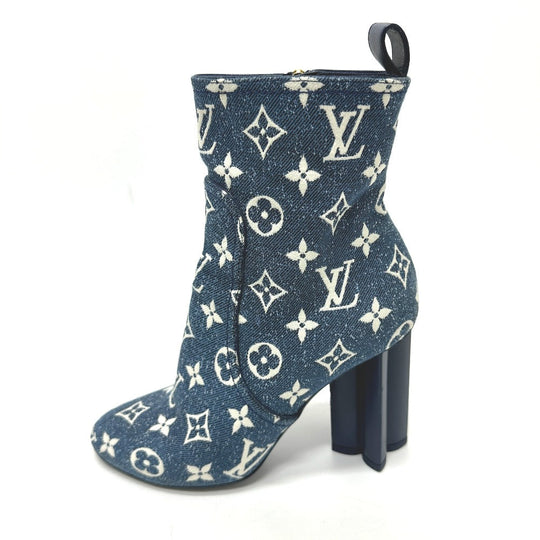 LOUIS VUITTON boots NL1201 denim blue Silhouette line Women 36 Used Authentic