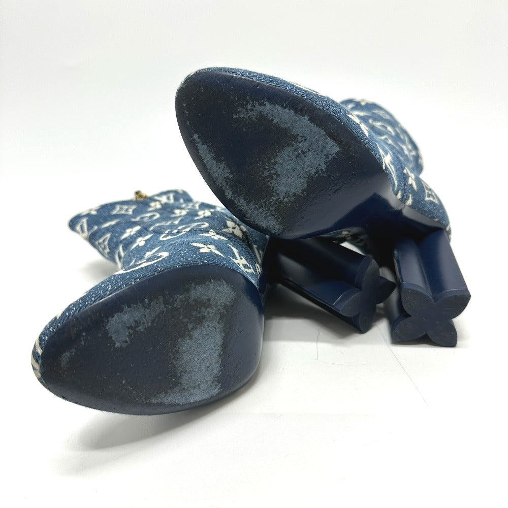 LOUIS VUITTON boots NL1201 denim blue Silhouette line Women 36 Used Authentic