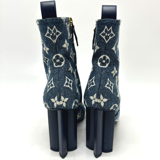 LOUIS VUITTON boots NL1201 denim blue Silhouette line Women 36 Used Authentic