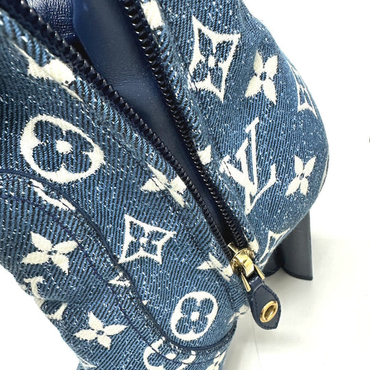 LOUIS VUITTON boots NL1201 denim blue Silhouette line Women 36 Used Authentic