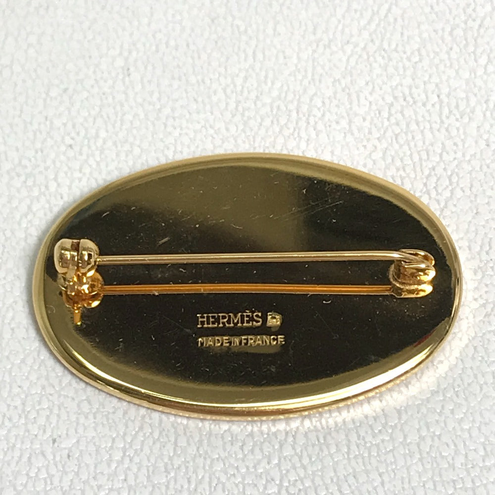 HERMES Brooch Gold Plated Gold x red Bird bird motif Women Used Authentic