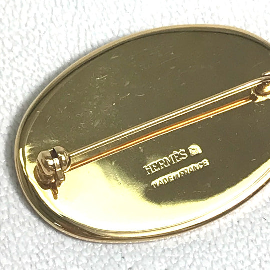 HERMES Brooch Gold Plated Gold x red Bird bird motif Women Used Authentic