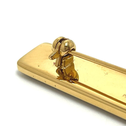 HERMES Brooch metal gold Treasure grilled emaille Women Used Authentic