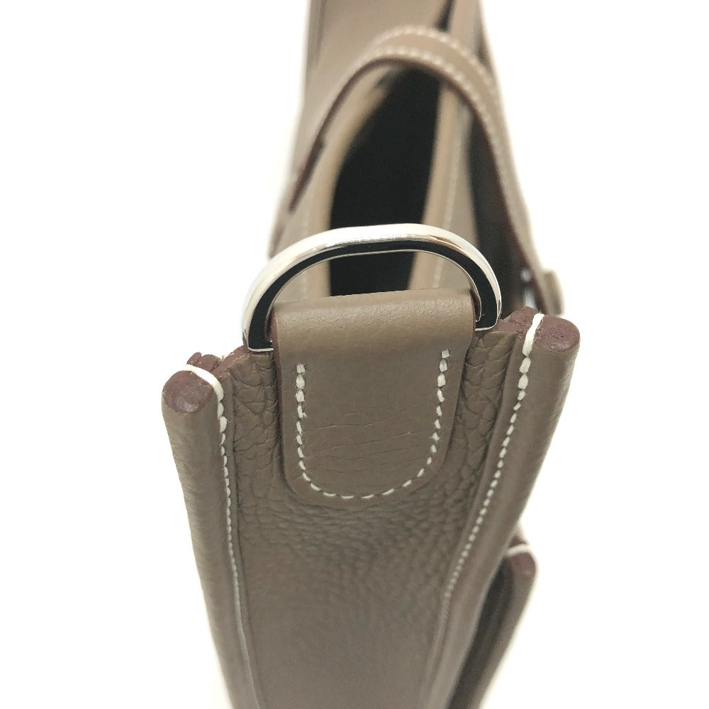 HERMES Shoulder Bag Taurillon Clemence Brown Evelyn 3PM Trois Women Used Authentic