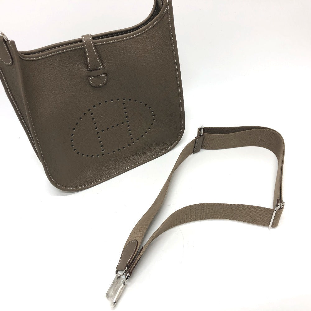 HERMES Shoulder Bag Taurillon Clemence Brown Evelyn 3PM Trois Women Used Authentic